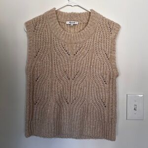 Madewell Beige Cable Knit Sleeveless Sweater